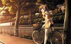 Beautiful-anime-girl-school-uniform-bicycle-hd-wallpaper