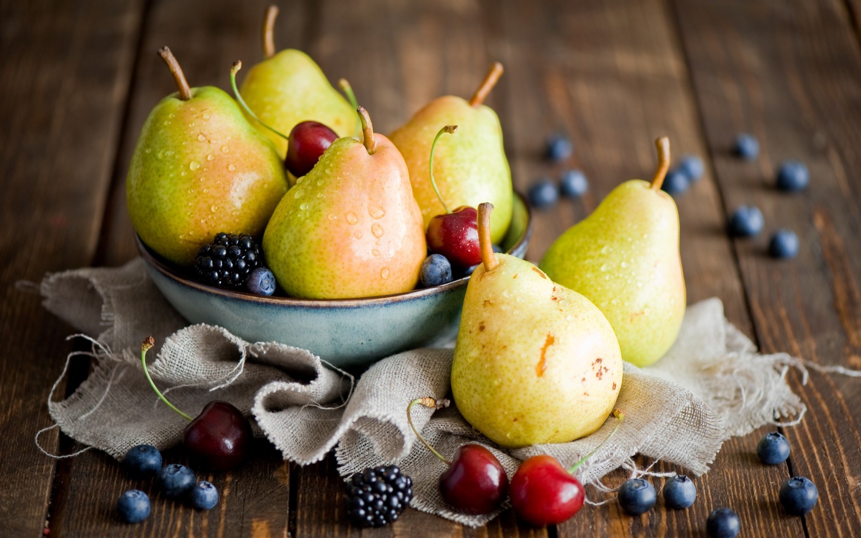 fruits berries pears cherries blackberries