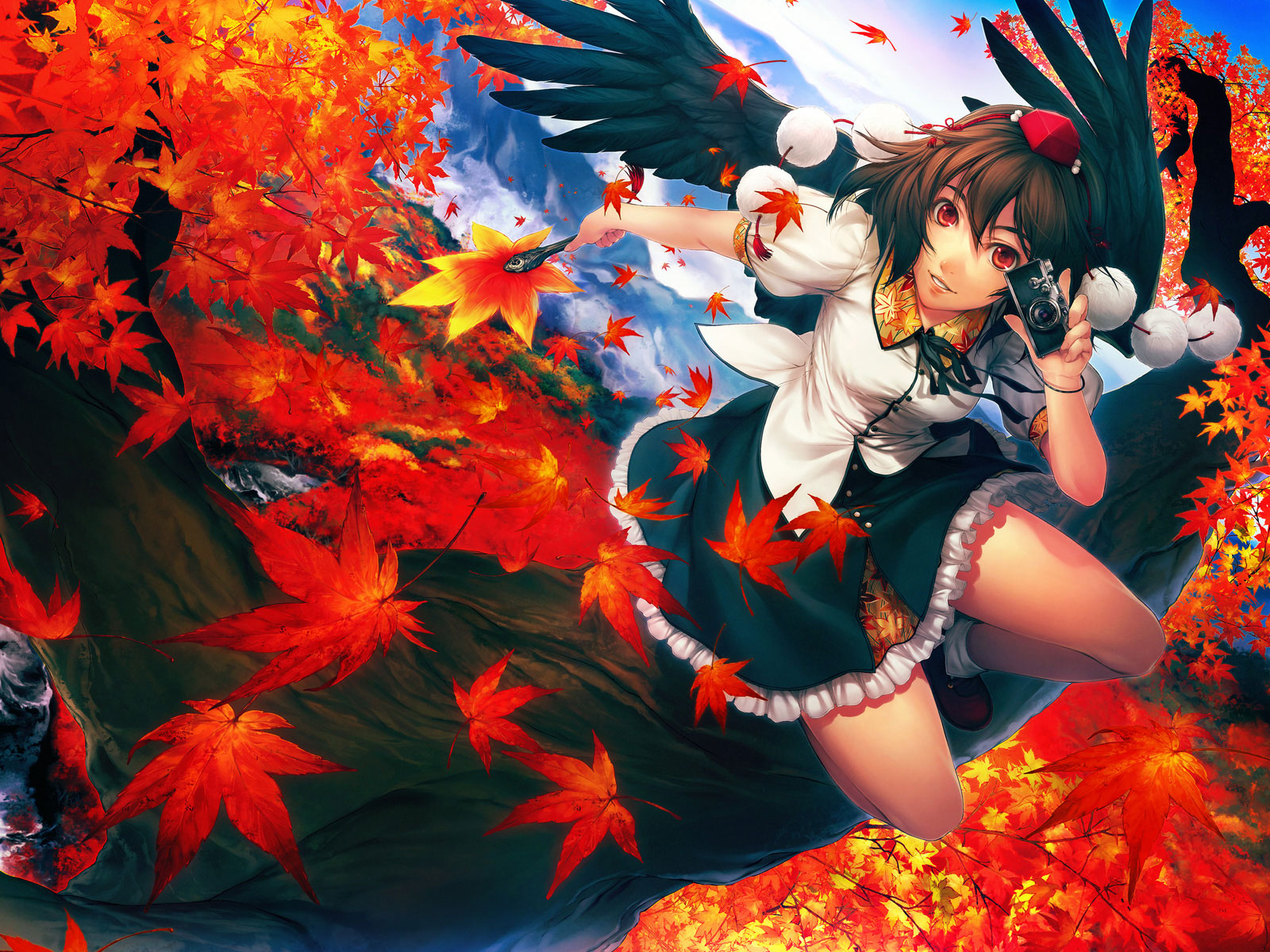 Anime Girl Autumn Leaves
