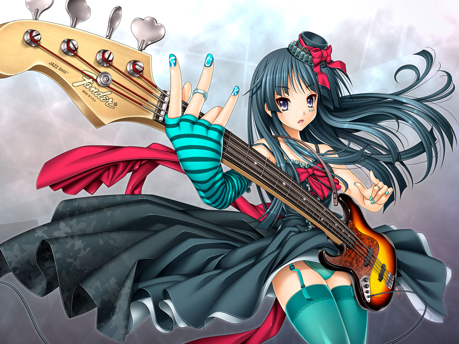 Anime Girl Playing Bass Guitar