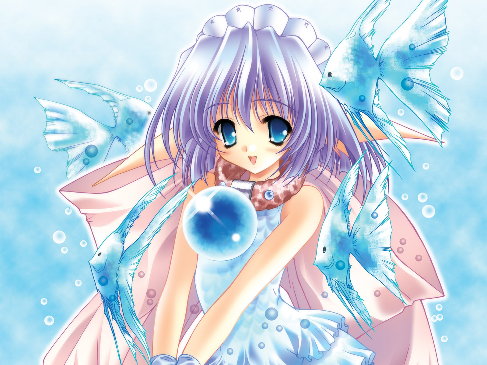 Cute Anime Girl Under Water